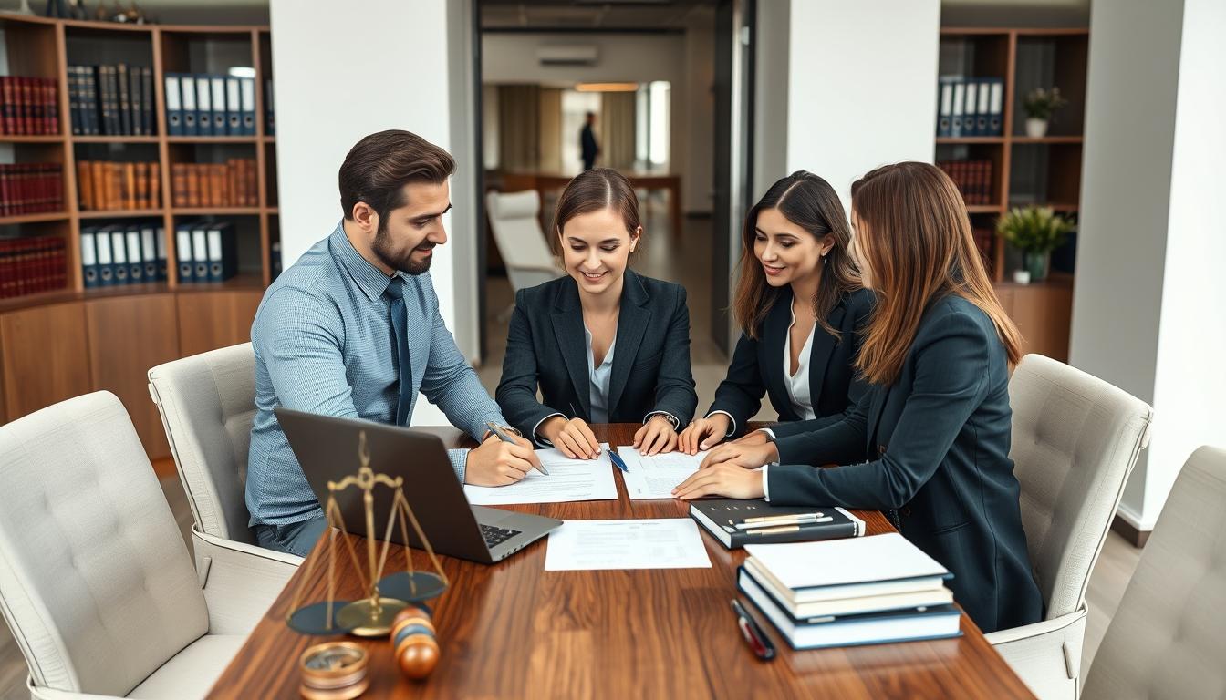 Family reviewing legal documents